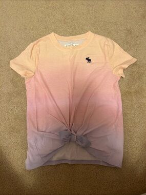 abercrombie kids Peach to Lavender Ombre Tie-Front Tee